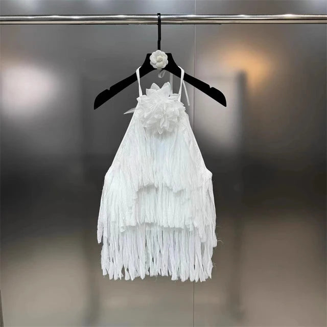 Chic Halter Neck Backless Tassel Top for Women